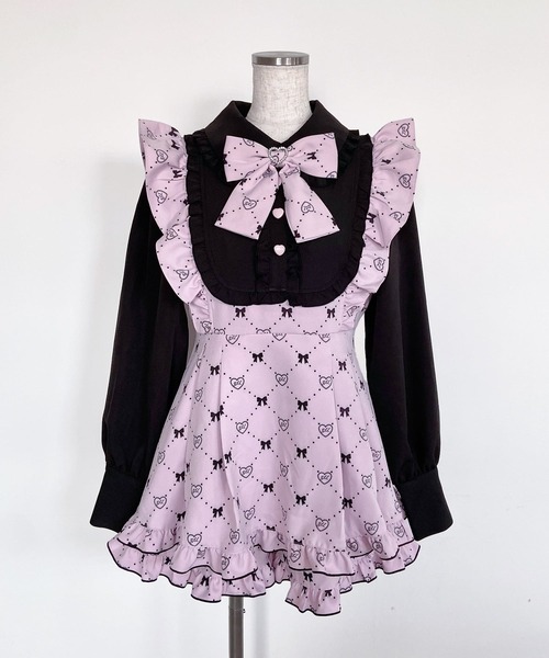 Magia Charm(マギアチャーム)の「【3点セット】モノグラムセットアップ / ミニワンピ ショートパンツ リボン(ワンピース・レディース・ブラック/ピンク・F)」の13枚目の写真
