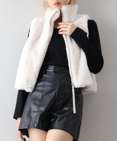 セール】ラビット風ファーWジップベスト（ベスト）｜SpRay