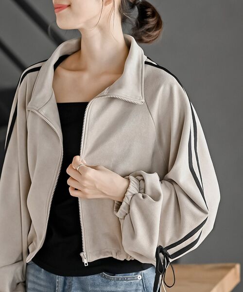 リボン袖スエードポンチトラックジャケット（その他アウター）｜rps