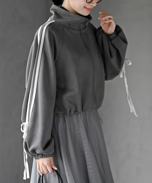 iruse  c0mi  リボン　トラックジャケット リボン袖スエードポンチトラックジャケット（その他アウター）｜rps