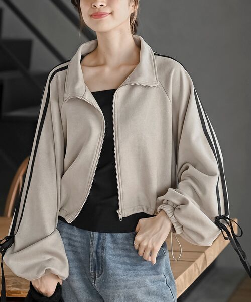 リボン袖スエードポンチトラックジャケット（その他アウター）｜rps