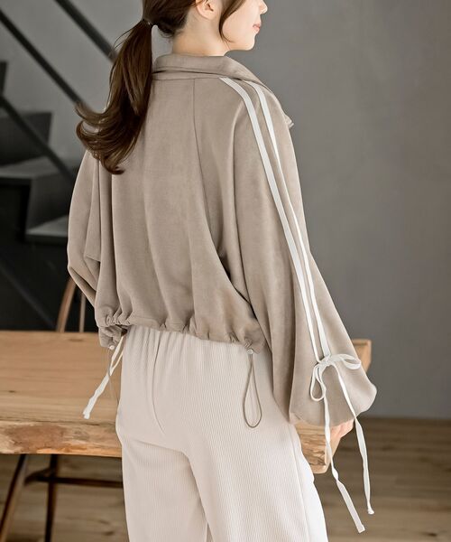 リボン袖スエードポンチトラックジャケット（その他アウター）｜rps