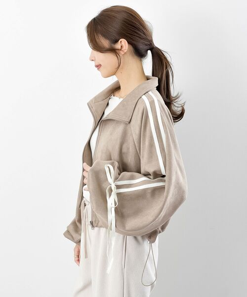 リボン袖スエードポンチトラックジャケット（その他アウター）｜rps