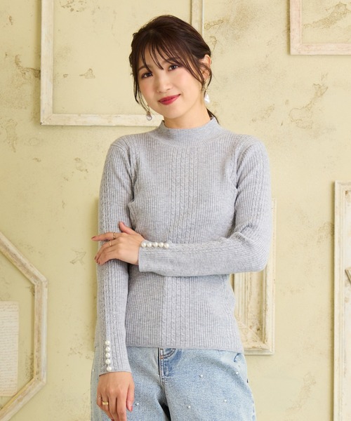 Rose Tiara（ローズティアラ）の「【定番人気アイテム】リブニット（ニット/セーター・レディース・ピンク/ブラック/オフホワイト/グレー・38/46/42）」の3枚目の写真