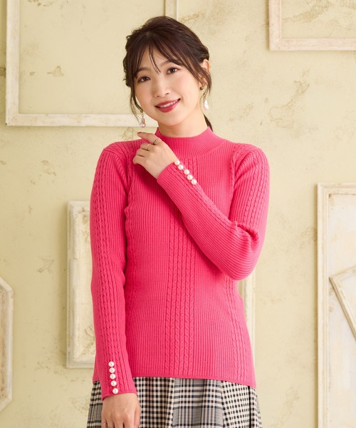 Rose Tiara（ローズティアラ）の「【定番人気アイテム】リブニット（ニット/セーター・レディース・ピンク/ブラック/オフホワイト/グレー・38/46/42）」の5枚目の写真