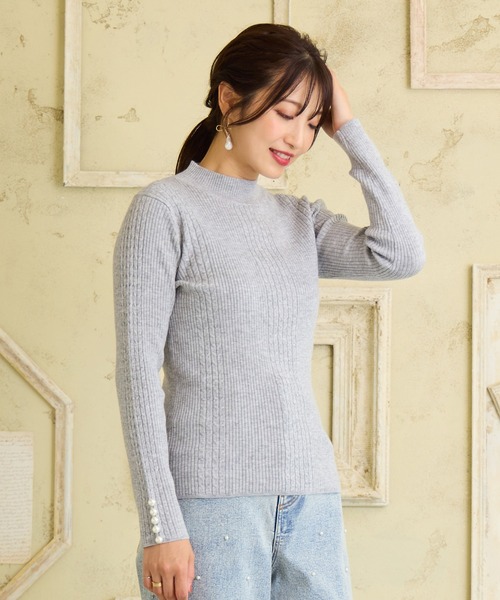 Rose Tiara（ローズティアラ）の「【定番人気アイテム】リブニット（ニット/セーター・レディース・ピンク/ブラック/オフホワイト/グレー・38/46/42）」の13枚目の写真