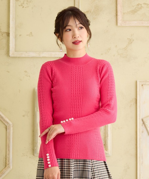 Rose Tiara（ローズティアラ）の「【定番人気アイテム】リブニット（ニット/セーター・レディース・ピンク/ブラック/オフホワイト/グレー・38/46/42）」の6枚目の写真