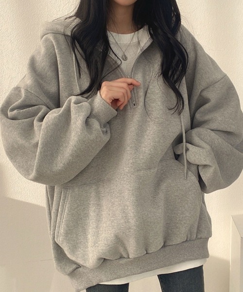 SallyLunn（サリーラン）の「ジッププルオーバーパーカー（パーカー・レディース・グレー/ピンク/アイボリー/ブラック・MEDIUM/LARGE）」の3枚目の写真