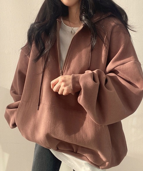 SallyLunn（サリーラン）の「ジッププルオーバーパーカー（パーカー・レディース・グレー/ピンク/アイボリー/ブラック・MEDIUM/LARGE）」の4枚目の写真