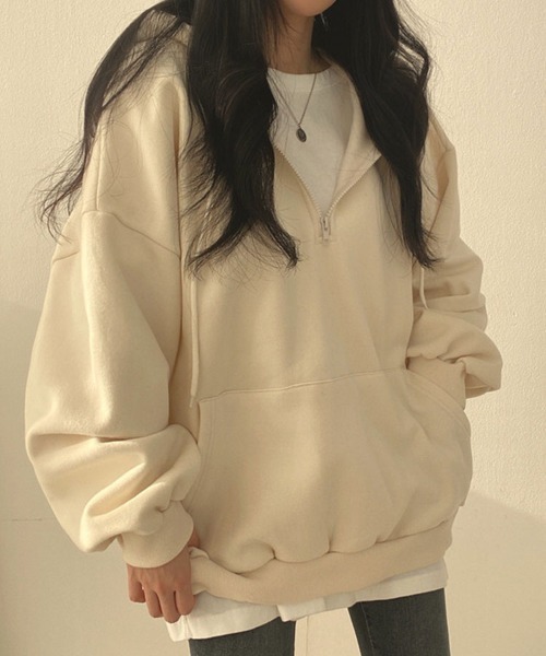 SallyLunn（サリーラン）の「ジッププルオーバーパーカー（パーカー・レディース・グレー/ピンク/アイボリー/ブラック・MEDIUM/LARGE）」の5枚目の写真