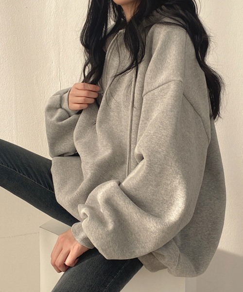 SallyLunn（サリーラン）の「ジッププルオーバーパーカー（パーカー・レディース・グレー/ピンク/アイボリー/ブラック・MEDIUM/LARGE）」の10枚目の写真