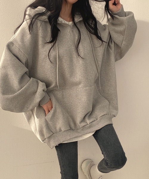SallyLunn（サリーラン）の「ジッププルオーバーパーカー（パーカー・レディース・グレー/ピンク/アイボリー/ブラック・MEDIUM/LARGE）」の12枚目の写真