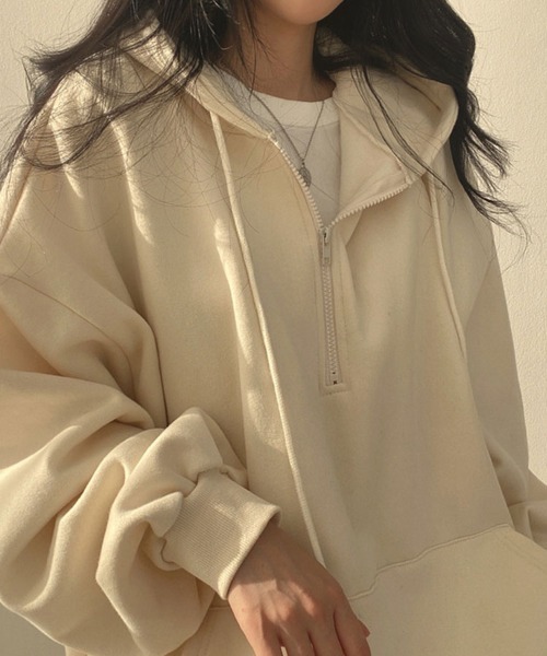 SallyLunn（サリーラン）の「ジッププルオーバーパーカー（パーカー・レディース・グレー/ピンク/アイボリー/ブラック・MEDIUM/LARGE）」の13枚目の写真