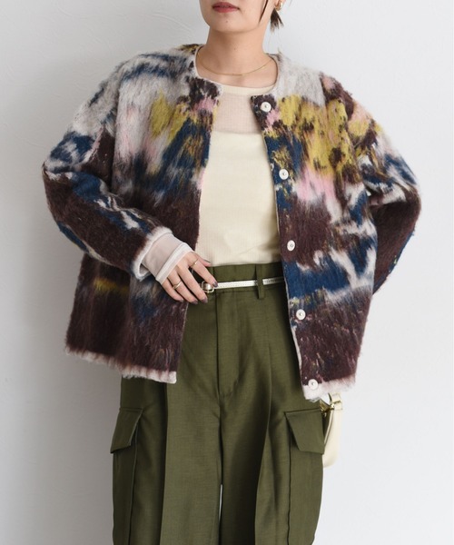 Eimee Law（エイミーロウ）の「アートJQシャギーニットカーデ（カーディガン/ボレロ・レディース・グレー/アイボリー・FREE）」の16枚目の写真