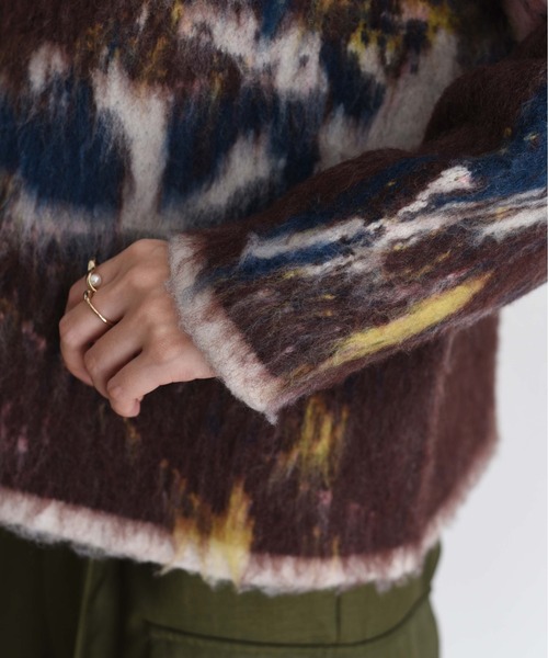 新品　今季　エイミーロウ　アートJQシャギーニットカーデ　アイボリー アートJQシャギーニットカーデ Eimee Law│Eimee Law & LHELBIE 公式