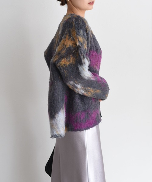 新品　今季　エイミーロウ　アートJQシャギーニットカーデ　アイボリー アートJQシャギーニットカーデ Eimee Law│Eimee Law & LHELBIE 公式