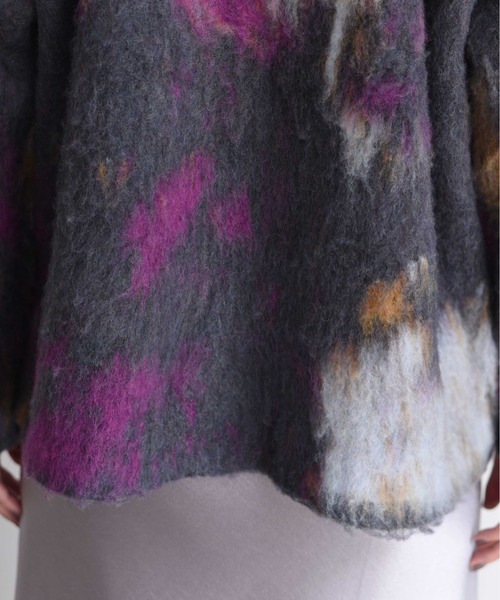 Eimee Law（エイミーロウ）の「アートJQシャギーニットカーデ（カーディガン/ボレロ・レディース・グレー/アイボリー・FREE）」の11枚目の写真