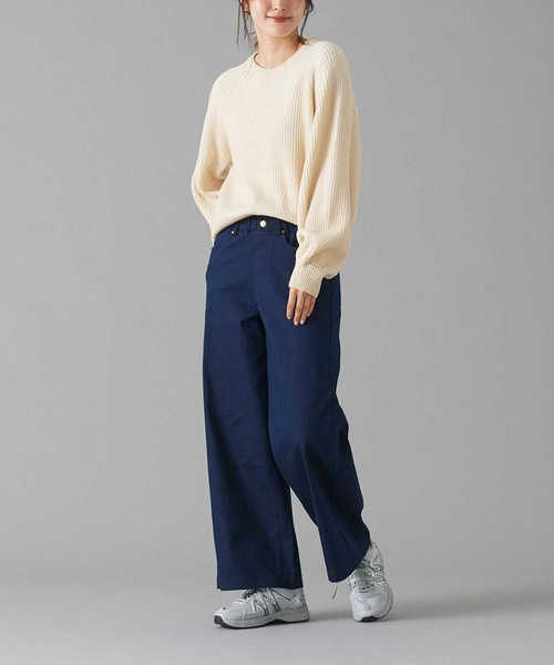 Tuche(トゥシェ)の「Tuche/トゥシェ ワイドパンツ 綿混素材 ストレッチ(その他パンツ・レディース・ブラック/ネイビー・MEDIUM/LARGE/X-LARGE)」の7枚目の写真