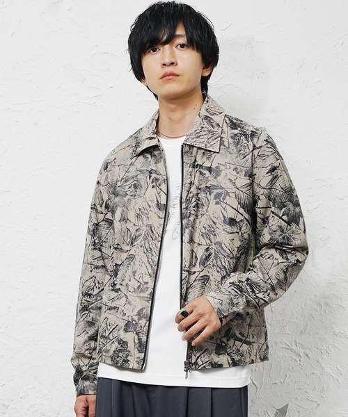 MinoriTY(マイノリティ)の「【MinoriTY】裏地付きショート丈ダブルジップツリーカモブルゾン メンズ ジャケット 秋服 春服 短丈(ブルゾン・メンズ・チャコール/ベージュ・M/L)」の9枚目の写真
