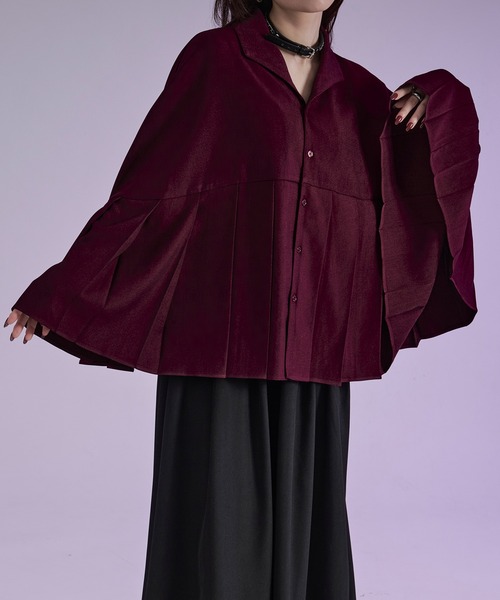 Ellno Loset(エルノロゼット)の「プリーツポンチョシャツ(シャツ/ブラウス・メンズ・ブラック/ボルドー・SMALL/MEDIUM/LARGE)」の7枚目の写真