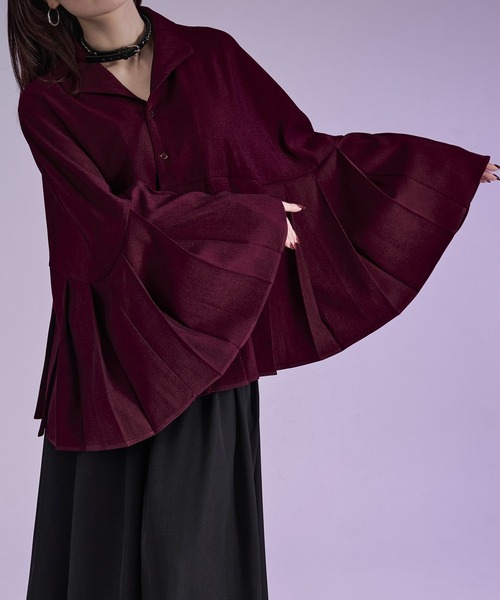 Ellno Loset(エルノロゼット)の「プリーツポンチョシャツ(シャツ/ブラウス・メンズ・ブラック/ボルドー・SMALL/MEDIUM/LARGE)」の6枚目の写真