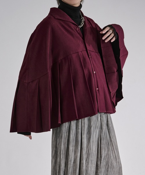 Ellno Loset(エルノロゼット)の「プリーツポンチョシャツ(シャツ/ブラウス・メンズ・ブラック/ボルドー・SMALL/MEDIUM/LARGE)」の19枚目の写真