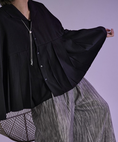 Ellno Loset(エルノロゼット)の「プリーツポンチョシャツ(シャツ/ブラウス・メンズ・ブラック/ボルドー・SMALL/MEDIUM/LARGE)」の10枚目の写真