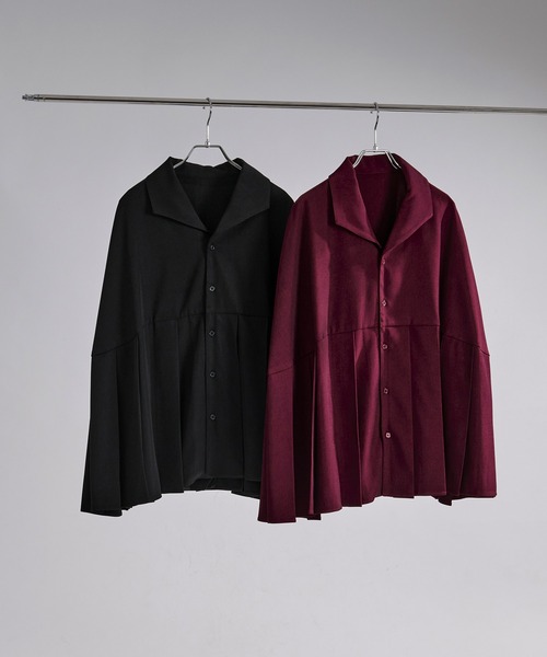 Ellno Loset(エルノロゼット)の「プリーツポンチョシャツ(シャツ/ブラウス・メンズ・ブラック/ボルドー・SMALL/MEDIUM/LARGE)」の4枚目の写真