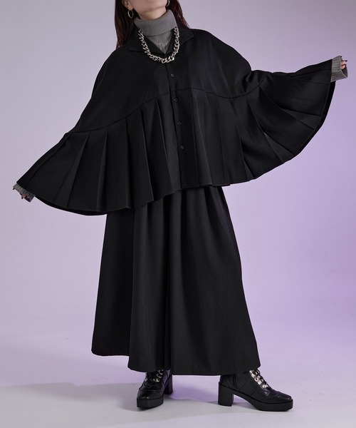 Ellno Loset(エルノロゼット)の「プリーツポンチョシャツ(シャツ/ブラウス・メンズ・ブラック/ボルドー・SMALL/MEDIUM/LARGE)」の12枚目の写真