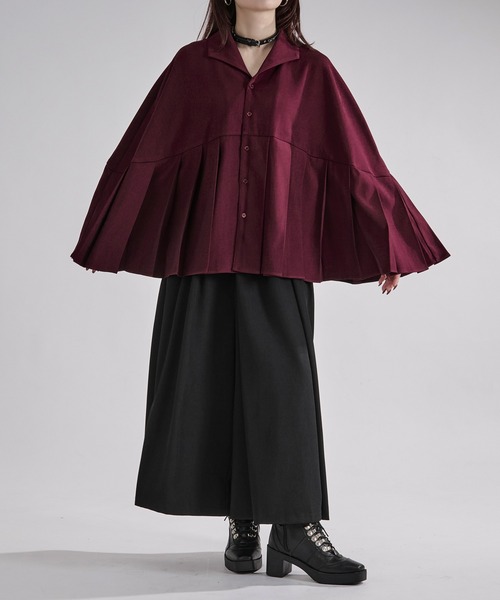 Ellno Loset(エルノロゼット)の「プリーツポンチョシャツ(シャツ/ブラウス・メンズ・ブラック/ボルドー・SMALL/MEDIUM/LARGE)」の16枚目の写真