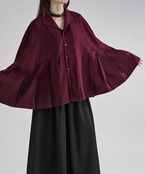 Ellno Loset(エルノロゼット)の「プリーツポンチョシャツ(シャツ/ブラウス・メンズ・ブラック/ボルドー・SMALL/MEDIUM/LARGE)」の18枚目の写真