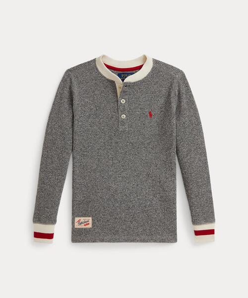 ワッフルニット コットン ヘンリーネック シャツ（Tシャツ/カットソー