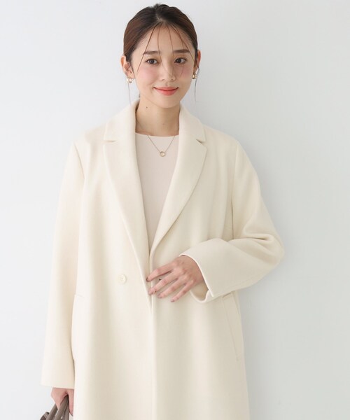 COUP DE CHANCE（クードシャンス）の「【日本製】チェスター風コート（チェスターコート・レディース・サンドベージュ/オフホワイト/ブラック/チャコールグレー・36/38/40/34）」の5枚目の写真
