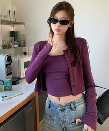 Chiina | Chiina /【お得なセットアイテム】 クロップドカーディガン&キャミソールセット(カーディガン/ボレロ)