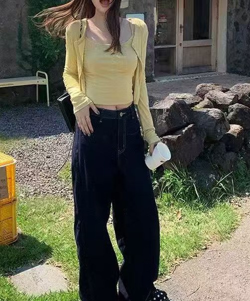 Chiina（チーナ）の「Chiina /【お得なセットアイテム】　クロップドカーディガン＆キャミソールセット（カーディガン/ボレロ・レディース・イエロー/パープル/ライトブルー・FREE）」の6枚目の写真