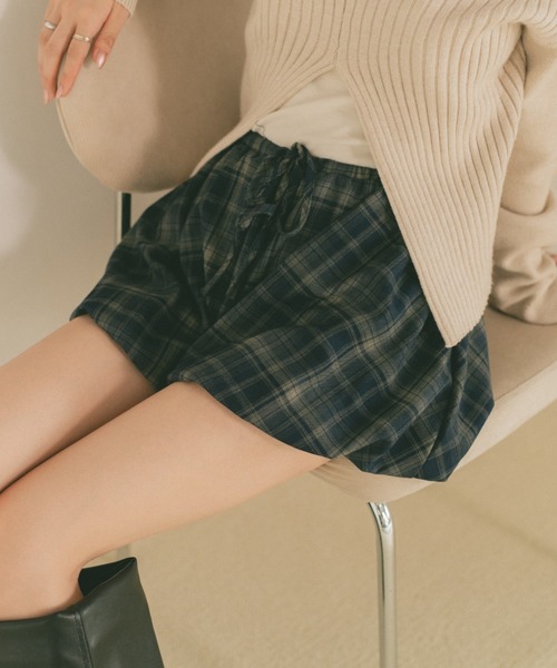 VANNIE U（ヴァニーユー）の「チェックバルーンショートパンツ（その他パンツ・レディース・ネイビー/ブラウン・FREE）」の13枚目の写真