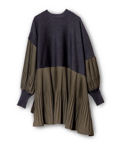 OSMOSIS（オズモーシス）の「プリーツ切替ニットプルオーバー（ニット/セーター・レディース・ダークグレー/ライトグレー/ブラック・ONE SIZE）」の5枚目の写真