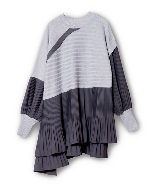 OSMOSIS（オズモーシス）の「プリーツ切替ニットプルオーバー（ニット/セーター・レディース・ダークグレー/ライトグレー/ブラック・ONE SIZE）」の8枚目の写真