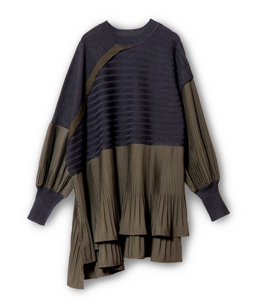 OSMOSIS（オズモーシス）の「プリーツ切替ニットプルオーバー（ニット/セーター・レディース・ダークグレー/ライトグレー/ブラック・ONE SIZE）」の7枚目の写真