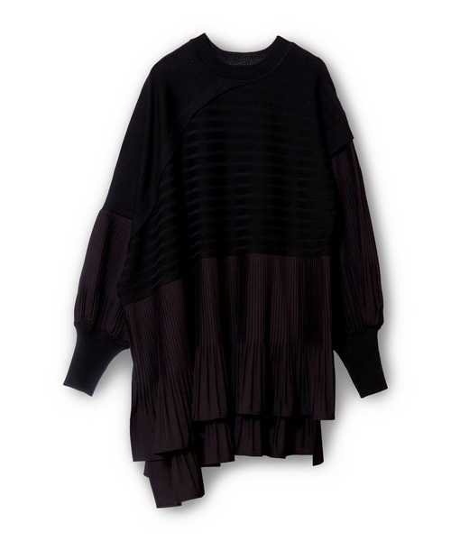 OSMOSIS（オズモーシス）の「プリーツ切替ニットプルオーバー（ニット/セーター・レディース・ダークグレー/ライトグレー/ブラック・ONE SIZE）」の9枚目の写真