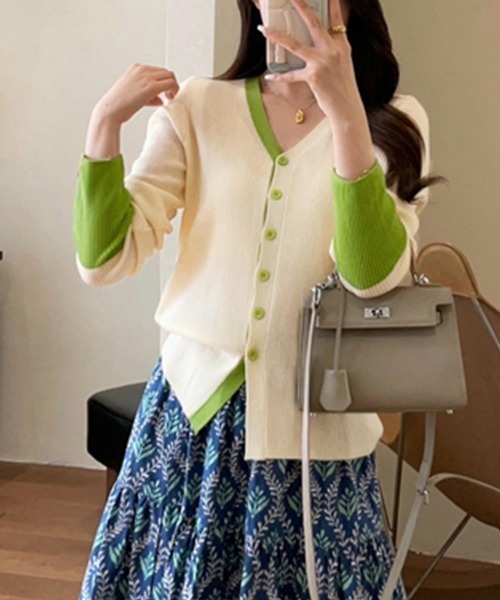 ONEP STAR（ワンピスター）の「配色アクセント付きカーディガン（カーディガン/ボレロ・レディース・ブラック/ネイビー/グレー/ベージュ・FREE）」の11枚目の写真