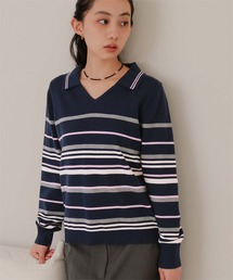 スキッパーマルチボーダーニット