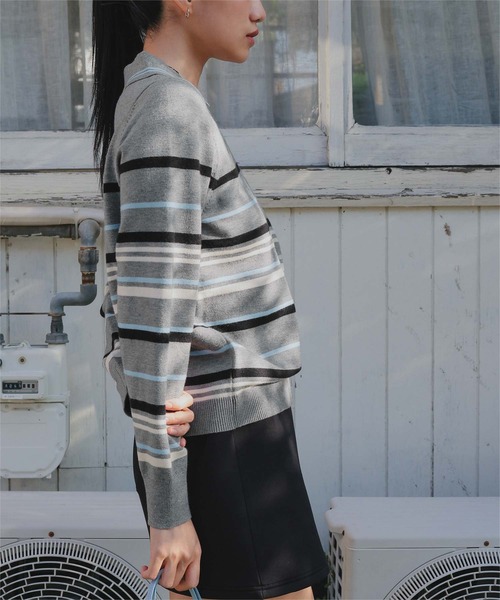 miette(ミエット)の「スキッパーマルチボーダーニット(ニット/セーター・レディース・グレー/ブラウン/ネイビー・M/S)」の10枚目の写真