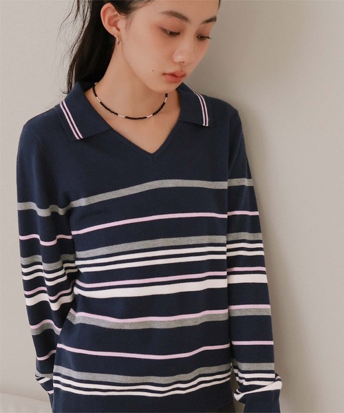 miette(ミエット)の「スキッパーマルチボーダーニット(ニット/セーター・レディース・グレー/ブラウン/ネイビー・M/S)」の21枚目の写真