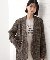 THE SHOP TK  | 【洗えるアウター】ヘリンボーン＆チェック柄ジャケット(テーラードジャケット)