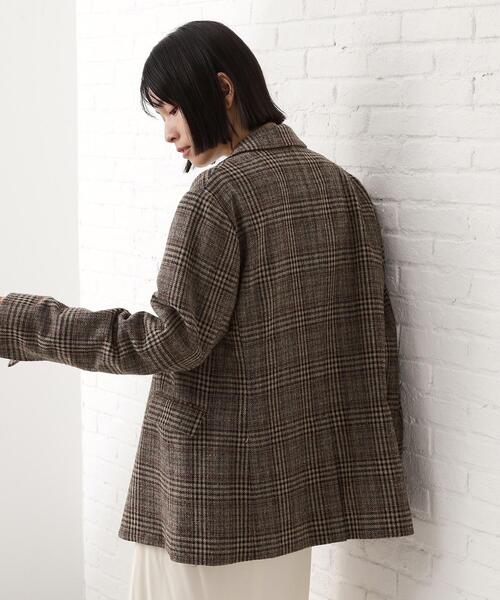 THE SHOP TK （ザ ショップ ティーケー ）の「【洗えるアウター】ヘリンボーン＆チェック柄ジャケット（テーラードジャケット・レディース・ダークブラウン系3/ベージュ系1・12/13）」の5枚目の写真