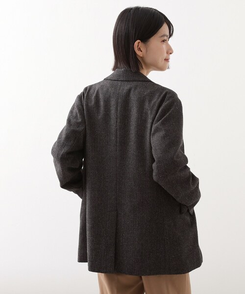 THE SHOP TK （ザ ショップ ティーケー ）の「【洗えるアウター】ヘリンボーン＆チェック柄ジャケット（テーラードジャケット・レディース・ダークブラウン系3/ベージュ系1・12/13）」の20枚目の写真