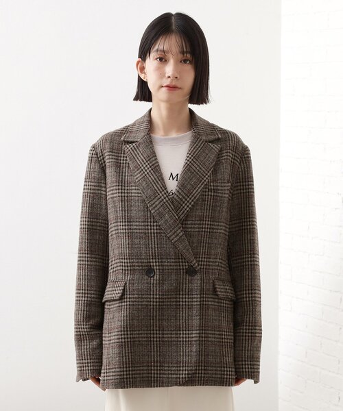 セール】【洗えるアウター】ヘリンボーン＆チェック柄ジャケット