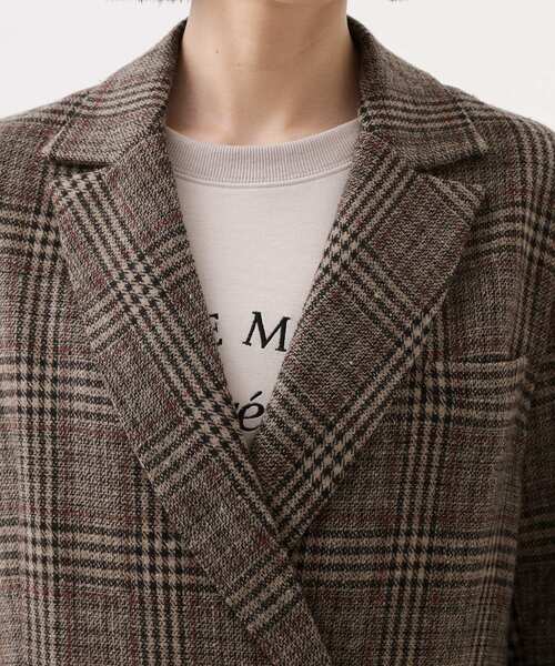 THE SHOP TK （ザ ショップ ティーケー ）の「【洗えるアウター】ヘリンボーン＆チェック柄ジャケット（テーラードジャケット・レディース・ダークブラウン系3/ベージュ系1・12/13）」の16枚目の写真