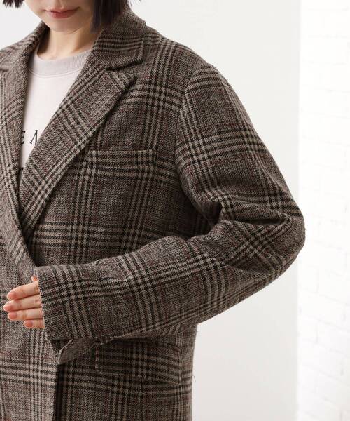 THE SHOP TK （ザ ショップ ティーケー ）の「【洗えるアウター】ヘリンボーン＆チェック柄ジャケット（テーラードジャケット・レディース・ダークブラウン系3/ベージュ系1・12/13）」の6枚目の写真
